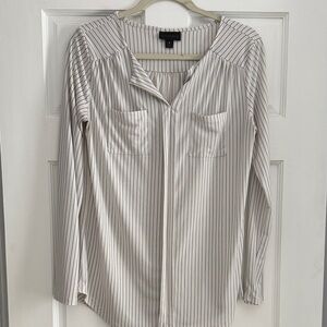 Worthington White and Black Striped Blouse